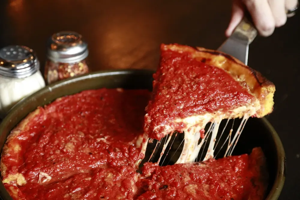 Deep dish being served on the tour